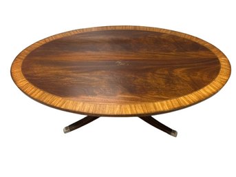 Ethan Allen Oval Coffee Table, Slight Wear On Top, 48x30x19