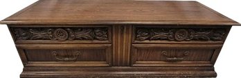 Lane Wooden Storage Chest- LOCKED & Shows Some Wear And A Dinged Corner- 55Wx18Dx17.5T