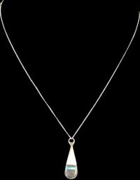 Sterling Silver Chain With Teardrop Pendant, Chain Is 18'