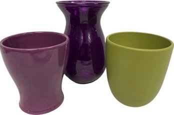 Three Colorful Vases - Please See Picture For Dimensions