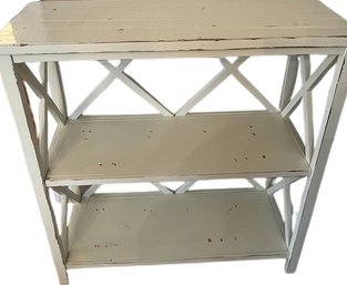 Off White Painted Vintage Style Wooden Shelf: 33x13x36