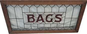 Antique Leaded Glass 'BAGS' Believed To Originally Be From Feed Store- 49Wx1.5Dx25T