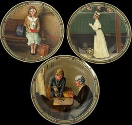 Trio Of Limited Edition Norman Rockwell Plates Part Of Rockwells American Dream Series- 9in