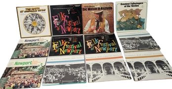 Vinyl Records Including:  Newport Folk Festival, Doc Watson, The Blues At Newport & More!