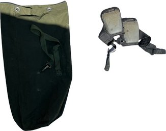 Green Duffle Backpack/Bag And Husky Kneepads
