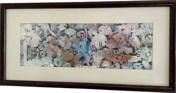 Abstract Ocean Themed Water Color Signed By Artist (32x16)