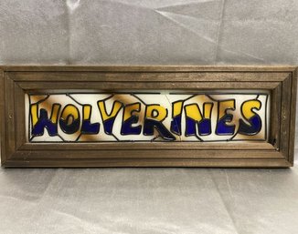 Framed University Of Michigan Wolverines Stained Glass-18x6.5