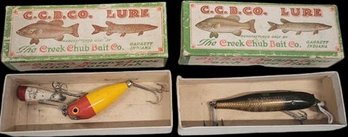 Fishing Lures, C.C.B. CO. Original Boxes. Creek Chub Bait Company.
