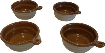 4 Glazed Pottery Soup Bowls By Vermont Potters  5.5x2.5