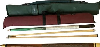 Pair Of Pool Cues With Wilson And Schmelke Cases (54in Long)