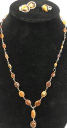 Amber Colored Jewelry, Necklace, Bracelet, Earrings, Ring