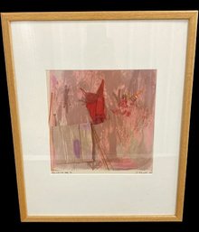 Pink Wall With Teddy Limited 4/10 Print Signed By Artist D Ranall 1982 (17x21)