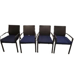 4 Wicker Chairs With Cushions. 22'Wx20'Dx35'H