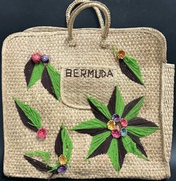 Bermuda Woven Straw Tote Bag/beach Bag - 21.5' Length