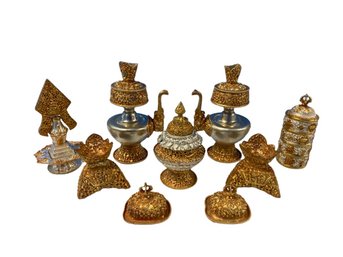 Tibetan/Buddhist Prayer Set (Tallest Item 8in Tall)