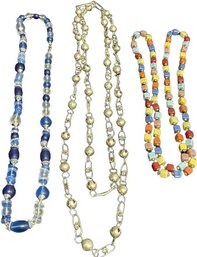 3 Long Boho Type Necklaces