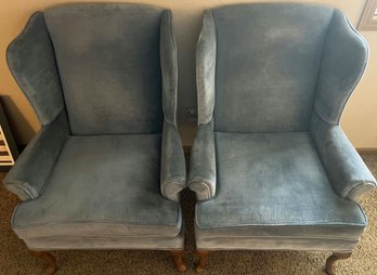 (Two) Rowe Blue Wingback Chairs 29Lx29Wx40H