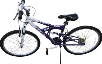 Purple & White Mountain Bike, Stored In Garage, Brakes Work, Tires Need Air, 26