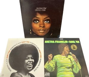 Vinyl Records (3) Includes Diana Ross, Aretha Franklin, And Roberta Flack