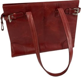 Red Leather Purse 15.5Lx11.5W