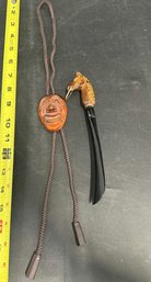 Horse Head Shoe Horn Approx 9 Long And Bolo Tie Comedy Face Mask Carved Resin Necklace Korean Hahoe