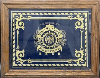 Framed Henry Weinhard's Private Reserve Beer Sign - 19Lx15W