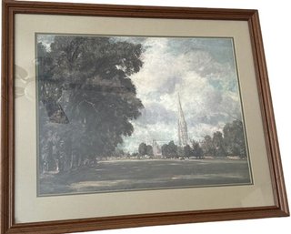 Artist: John Constable 'A View Of Salisbury Cathedral From Lower Marsh, Print 31x26