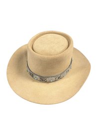Stetson Hat, Brown With Silver Turquoise & Leather Band,  Size 7