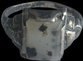 Silver Ring With Speckled Stone, Marking Not Visible