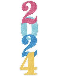 (NEW) Extraordinary Multicolor Follow Your Dreams '2024' Giant Glitter Cutout - 13' X 27' (1 Pc.)