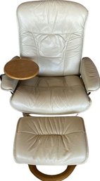 Genuine Leather Lounging Recliner (35x36x37) With Footstool (21x16x15) Made In Norway!