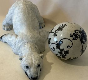 Polar Bear Figure And Decorative Ball