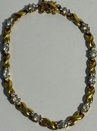 Illusion Diamond Crossover Gold Chain Bracelet - 8.54g., 8.5' Long