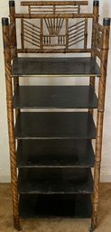 Vintage Shelving With Ornate Accents (On Wheels)- 18W 48H 14D