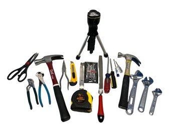 Collection Of Various Tools, Hammer, Flashlight, Wrenches & More!