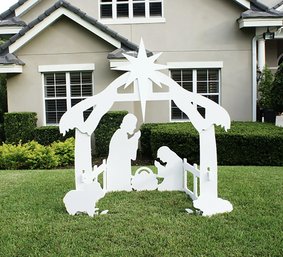 (NEW) Best Choice Products 4ft Outdoor Nativity Scene, Weather-Resistant Decor, White