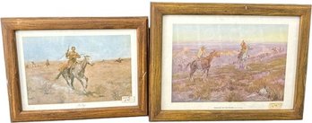 Deadline On The Range By C.M. Russell 19x14 In And The Flight By Frederic Remington 16x12in