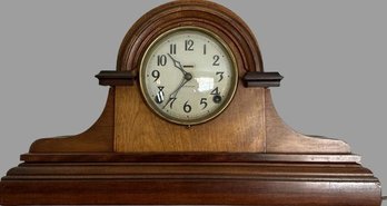 Ingraham Mantle Clock With Key- Key Winds Clock, And Clock Appears To Be In Working Condition- 19Wx5.5Dx11T