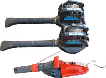 2 Gas Powered Craftsman Leaf Blowers  (Untested) With Black And Decker Electric Leaf Blower (Untested)