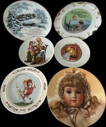 Assorted Decorative Plates Including Christmas Themed & Limited Edition French Dolls II Plate- Largest Is 8.5'