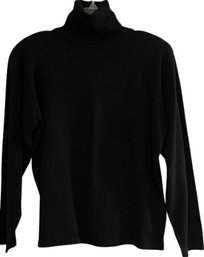 Milano Ladies Black Turtleneck, Long Sleeve Sweater, Acrylic And Cotton, Size Medium