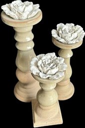 3 Ceramic Stands And Roses