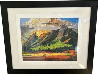 Colorful Boulder Flatirons Signed By Artist Annette Kennedy- Medium Unknown (22.5x18.5)