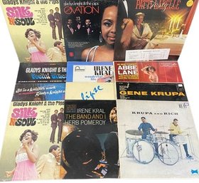 Collection Of 12 Vinyl Records Includes, Gene Krupa, Dee Kohanna, Krup And Rich, Irene Kral And Many More