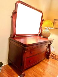 Antique Mahogany Wooden Dresser With Mirror - Circa 1900 - 1920 - In Excellent Restored Condition (60x33x26)