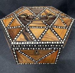 19C Anglo Ceylonese Specimen Wood Octagon Trinket Box