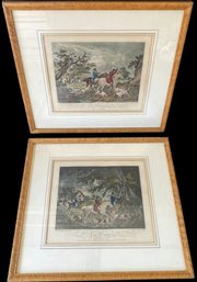 Pair Of Vintage Fox Hunting Prints By E.Bell And G. Morland (14x13)