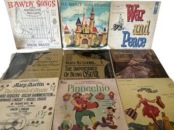 9 Vinyl Records- War And Peace, Pinocchio, Sound Of Music, Walt Disney