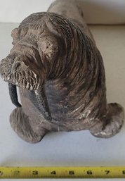 Clay Walrus Sculpture. Crack On Flipper.