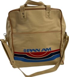 Pan Am Tote Bag Appears Never To Have Been Used. Pan Am Logo Colors Robin Blue Red And Black On Beige